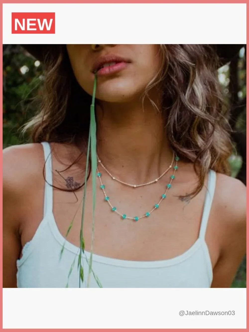 Turquoise Beaded Choker Necklace 14K Gold Plated Heart Charm Boho